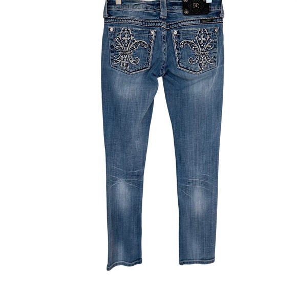 Miss Me Jeans for Buckle Butterfly Fleur de Lis Rhinestone Denim Women Sz 25 Y2K - Picture 8 of 12